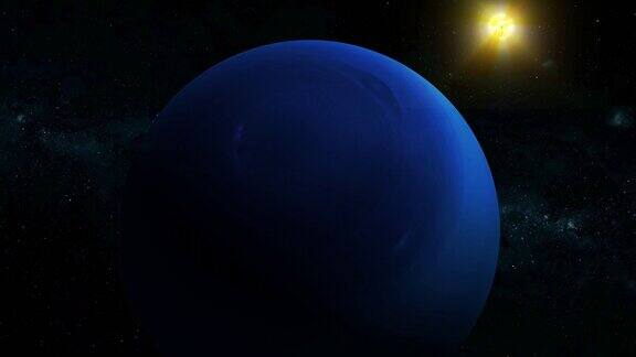 海王星3d行星与发光的太阳真实