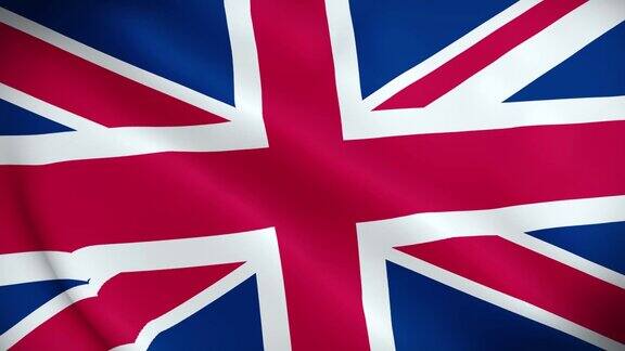 4K英国国家动画标志英国动画国旗英国国旗飘扬英国动画国旗