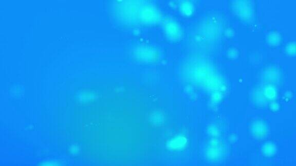 4k淡蓝色光束散景漂浮在彩色淡蓝色渐变背景运动用散景视频制作的动态粒子在空中旋转的循环3d动画
