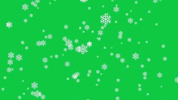 4k圣诞雪花粒子背景视频-冬季雪背景与绿色屏幕的色度键控