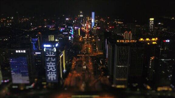 夜光深圳市景交通道路航拍全景4k倾斜移位中国