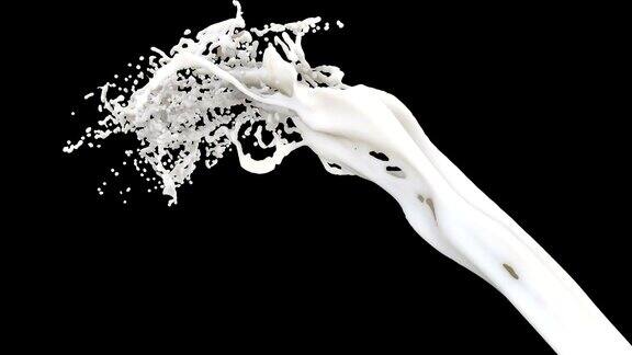 牛奶倒逼真的动画动态3d白色油漆飞溅隔离在白色背景流体奶油纹理移动与宏观飞溅滴象牙液体运动渲染特写