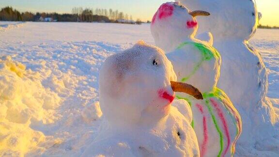 雪人长长的胡萝卜鼻子