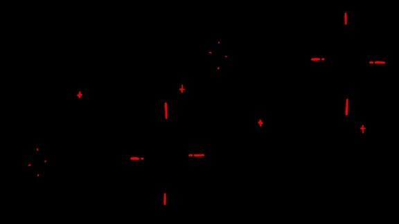 动画红星形状在黑色背景下闪闪发光