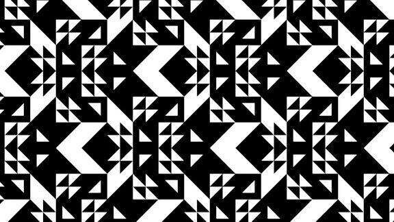 黑白三角形在最小的动态模式平面设计中的运动图形背景单色方形瓷砖马赛克