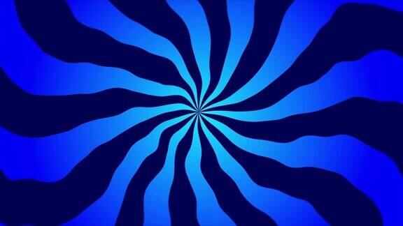 螺旋背景与阴影从浅蓝色到深蓝色抽象动画背景螺旋与湍流蓝色背景催眠动画背景