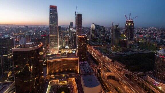 北京城市白天到夜晚过渡延时