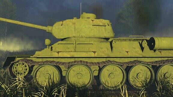 俄罗斯坦克T34侧视图