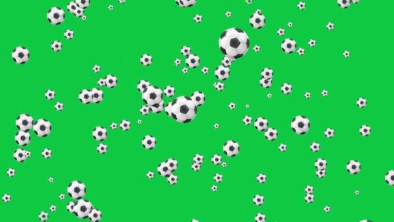 足球或足球粒子动画背景视频-适合体育和足球主题内容-包括绿色屏幕的色度键控和覆盖Alpha通道