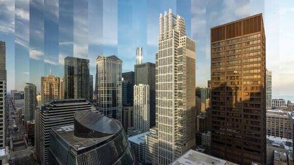 芝加哥市中心城市景观-时间切片