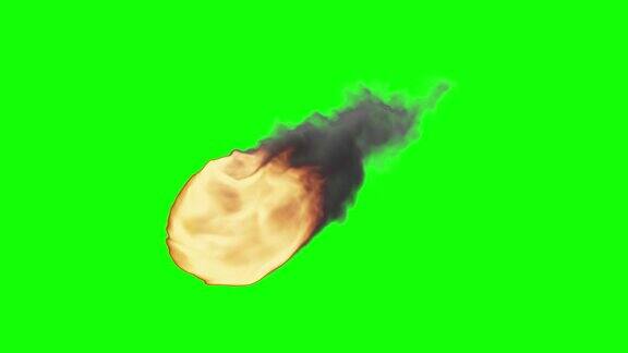 动画的陨石坠落通过大气层燃烧的方式流星或小行星火和烟的痕迹