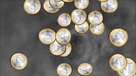 下雨的欧元硬币动画