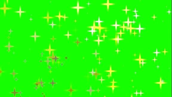 星星背景动画在绿色屏幕上在绿色背景下穿过太空星系