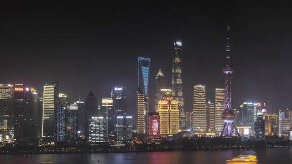上海城市夜景浦东延时航拍
