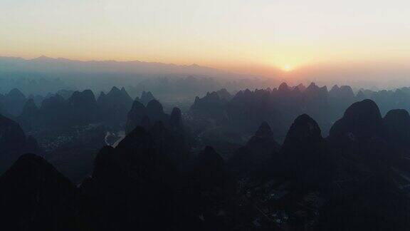 广西桂林山水清晨黄昏