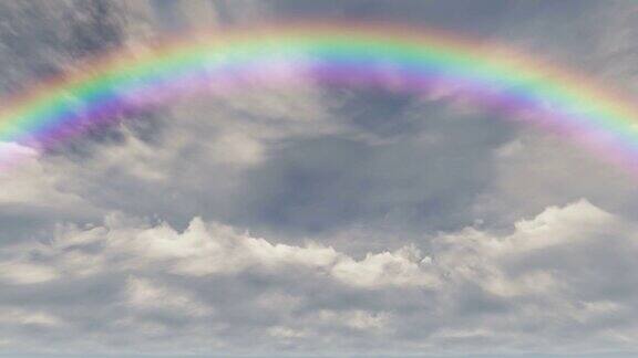 彩色彩虹天空云晴天美丽的自然景观夏雨4k