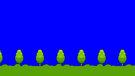PixelArt电子游戏《GrassandTreesonaBlueScreen