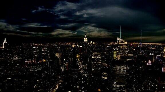 曼哈顿纽约美丽的帝国大厦昼夜无缝环路