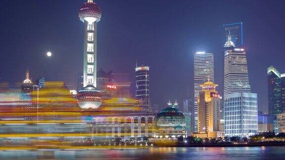 上海东方明珠外滩夜景