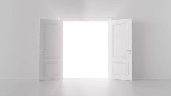 明亮房间里一扇敞开的门的光芒