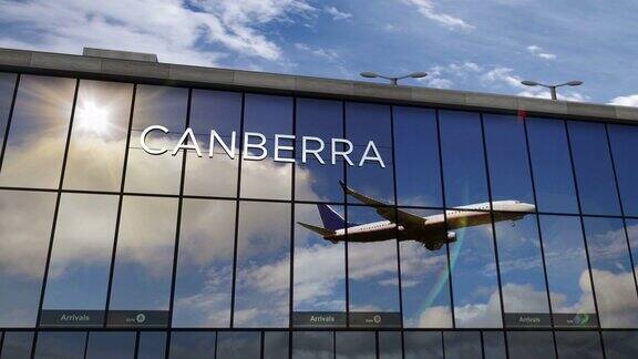 飞机在澳大利亚堪培拉机场降落
