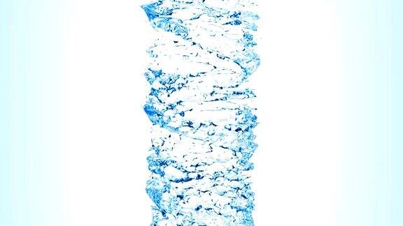 水在蓝色的背景上旋转流动