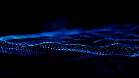 数字抽象闪烁蓝色粒子波形成网络技术运动背景