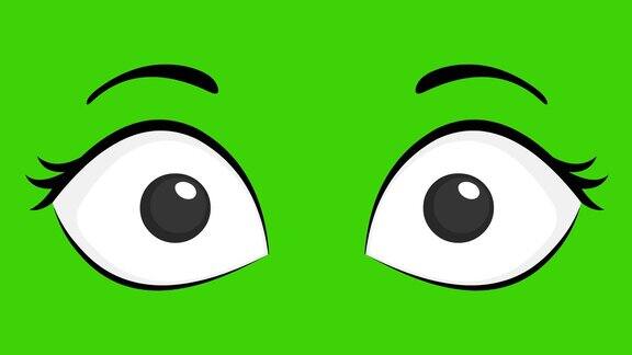 循环动画的女性眼睛说明黑白眨眼