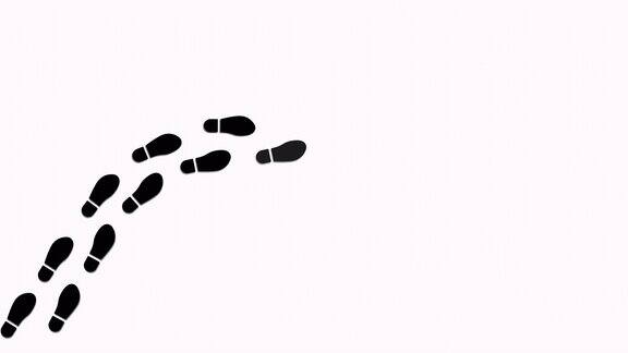 阿尔法通道背景上的脚印脚印的黑色剪影人类的足迹人类旅途的脚步一步一步来