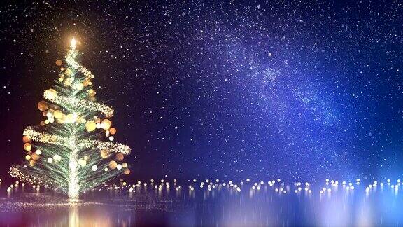 4k圣诞树和银河-环