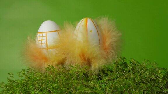 有彩色羽毛的复活节蛋