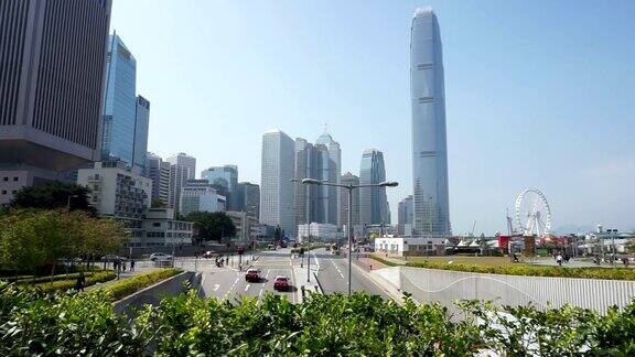 香港市区街道交通繁忙楼宇现代化
