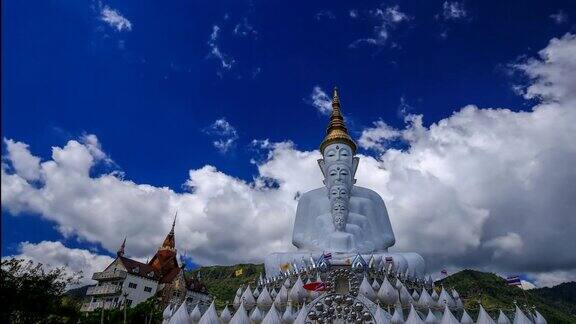 泰国碧差汶汶佛寺的五尊佛像的4k延时拍摄