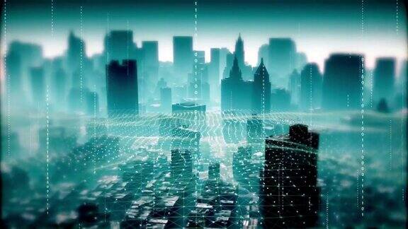 4k大数据数字城二进制代码智慧城市和通讯网络