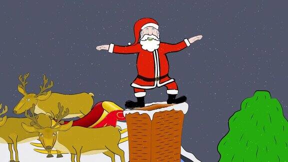 圣诞老人跳进烟囱
