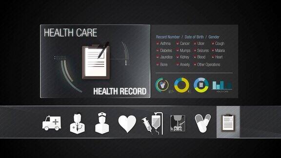 医疗保健内容的医疗记录图标技术医疗服务数字显示应用程序