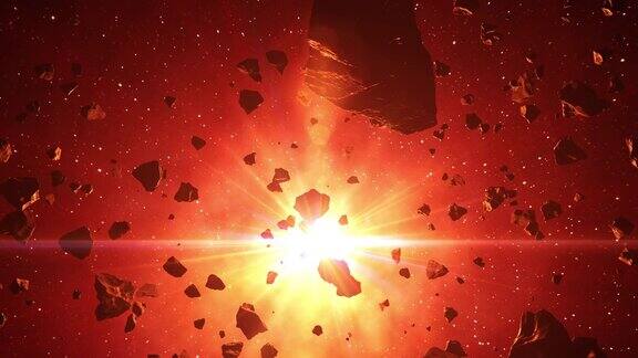 红光中的小行星带浩瀚宇宙的行星陨石