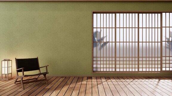 日本绿色房间设计室内-日本风格的房间三维渲染