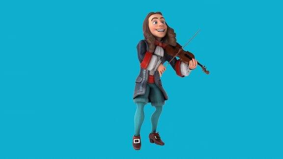 有趣的3D卡通绅士拉小提琴(包括alpha)