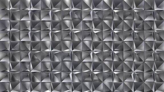 凸金属方立方体星形几何瓷砖背景膨胀的金属数字马赛克图案创意3d平面设计墙运动动画