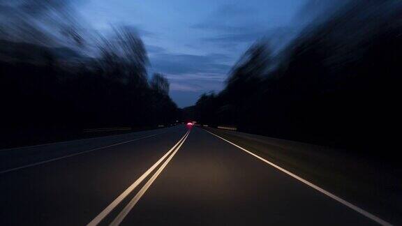 乡村公路在夜间-时间流逝