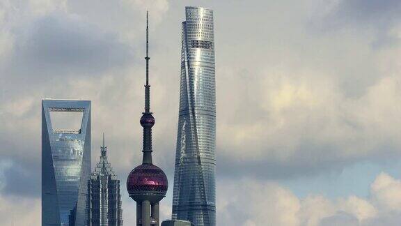 4K:上海摩天大楼的特写