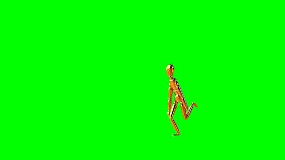 有趣的金色人体模型跳舞无缝循环绿色屏幕