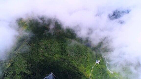 云南大理苍山被云雾覆盖航拍