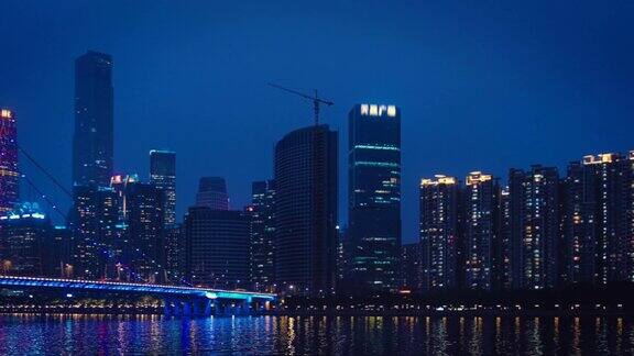 广州摩天大楼夜景航拍