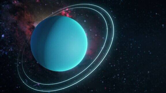 在深太空中旋转的天王星