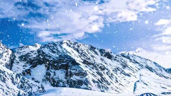 冬季仙境和雪花圣诞景观皑皑白雪覆盖的山脉作为假日的背景