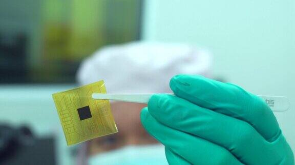 现代电子学研究现代电子制造工厂设计工程师持有微芯片