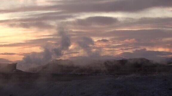 冰岛火山活动地热区喷气口火山