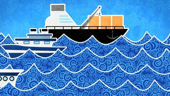海上的船只循环动画
